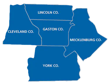 Map of areas we serve surrounding Gastonia